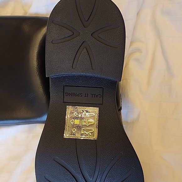 Call It Spring Black Over the Knee Buckle Boots - Picture 2 of 4